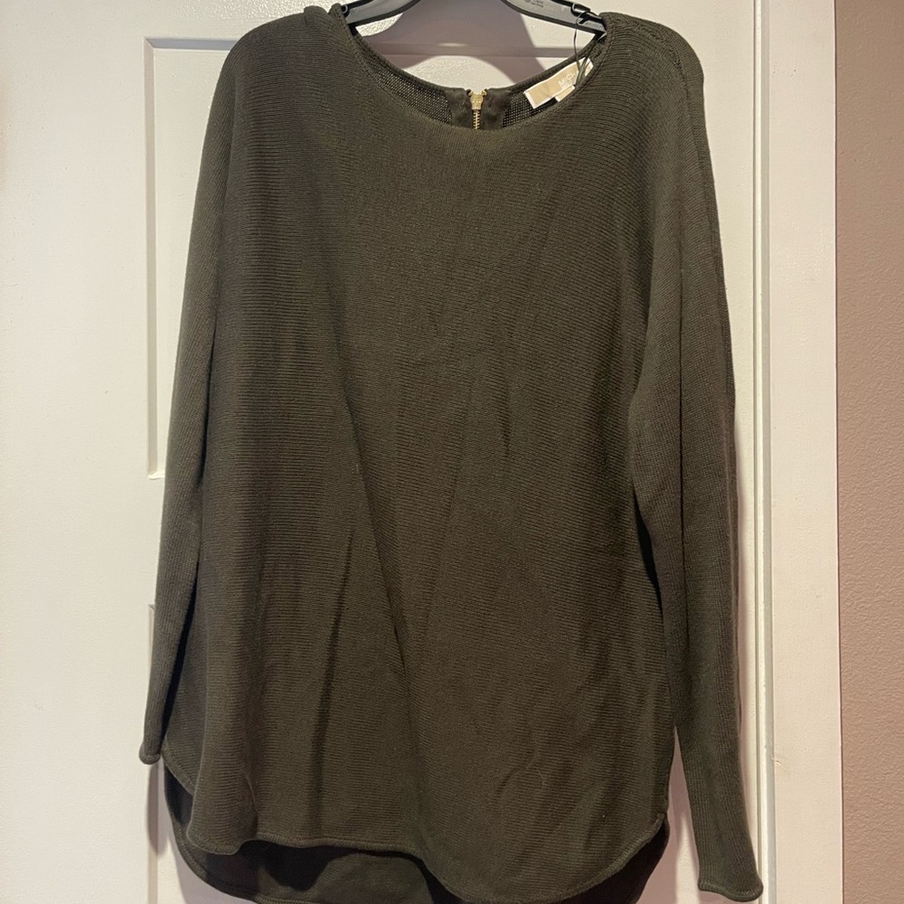 Michael Kors Olive Green Crew Neck Sweater